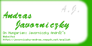 andras javorniczky business card